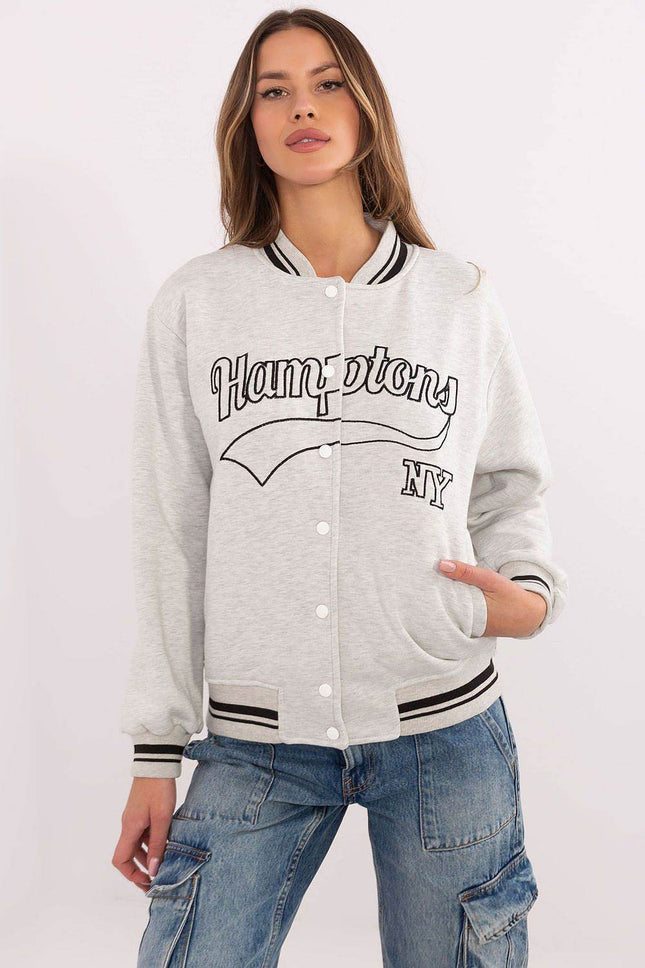 Women's Cotton Bomber Jacket – Snap Closure with Embroidery & Patches - MimiStylez