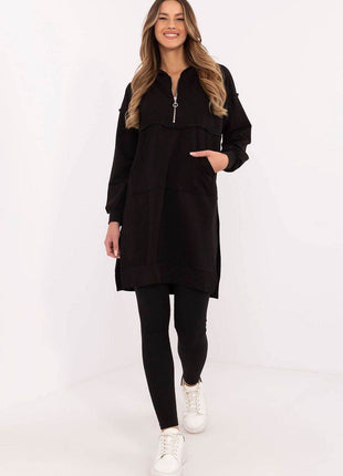 Hooded Long Sweatshirt and High-Waisted Leggings Cotton Set - MimiStylez