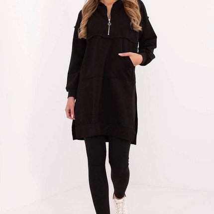 Hooded Long Sweatshirt and High-Waisted Leggings Cotton Set - MimiStylez
