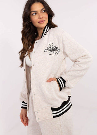 Women's Cotton Bomber Jacket – Snap Closure & Contrast Ribbed Trim - MimiStylez