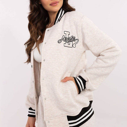 Women's Cotton Bomber Jacket – Snap Closure & Contrast Ribbed Trim - MimiStylez