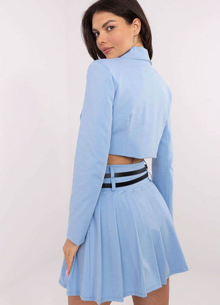 Elegant Pleated Mini Skort with Belt and Hidden Zipper - MimiStylez