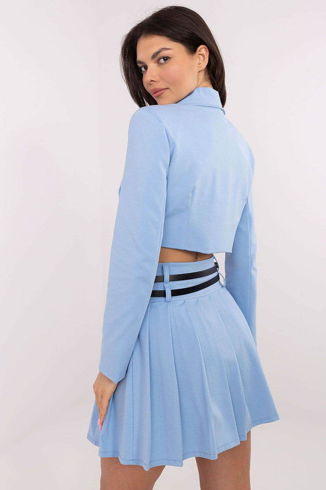 Elegant Pleated Mini Skort with Belt and Hidden Zipper - MimiStylez