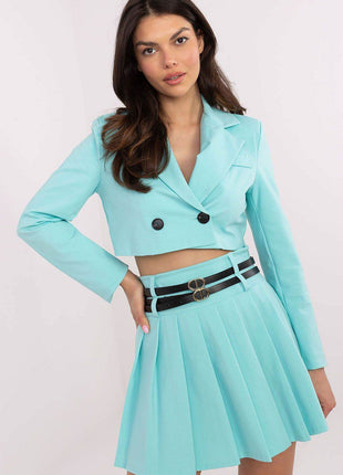 Elegant Pleated Mini Skort with Belt and Hidden Zipper - MimiStylez