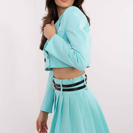 Elegant Pleated Mini Skort with Belt and Hidden Zipper - MimiStylez