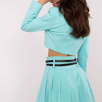 Elegant Pleated Mini Skort with Belt and Hidden Zipper - MimiStylez