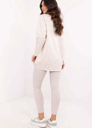 Two-Piece Cotton Set with Printed Sweatshirt & Textured Bottoms - MimiStylez