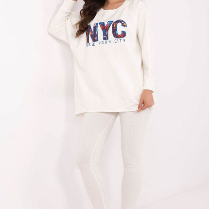 Two-Piece Cotton Set with Printed Sweatshirt & Textured Bottoms - MimiStylez