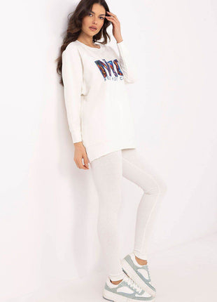 Two-Piece Cotton Set with Printed Sweatshirt & Textured Bottoms - MimiStylez