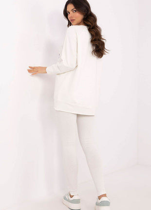 Two-Piece Cotton Set with Printed Sweatshirt & Textured Bottoms - MimiStylez