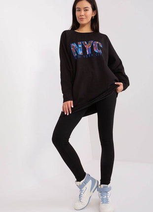 Two-Piece Cotton Set with Printed Sweatshirt & Textured Bottoms - MimiStylez