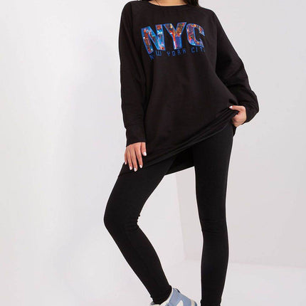 Two-Piece Cotton Set with Printed Sweatshirt & Textured Bottoms - MimiStylez