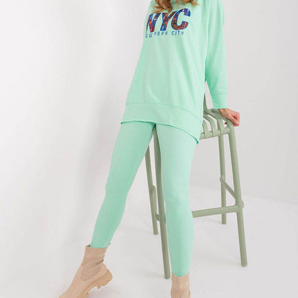 Two-Piece Cotton Set with Printed Sweatshirt & Textured Bottoms - MimiStylez