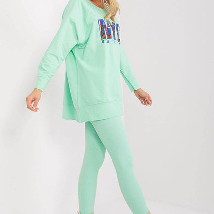 Two-Piece Cotton Set with Printed Sweatshirt & Textured Bottoms - MimiStylez