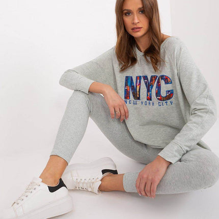 Two-Piece Cotton Set with Printed Sweatshirt & Textured Bottoms - MimiStylez