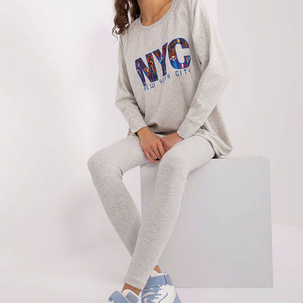Two-Piece Cotton Set with Printed Sweatshirt & Textured Bottoms - MimiStylez