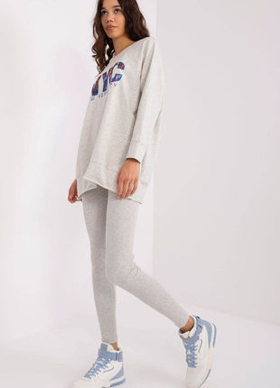 Two-Piece Cotton Set with Printed Sweatshirt & Textured Bottoms - MimiStylez