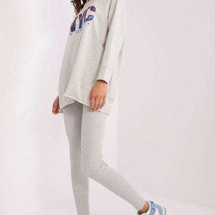 Two-Piece Cotton Set with Printed Sweatshirt & Textured Bottoms - MimiStylez