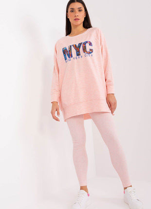 Two-Piece Cotton Set with Printed Sweatshirt & Textured Bottoms - MimiStylez