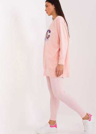 Two-Piece Cotton Set with Printed Sweatshirt & Textured Bottoms - MimiStylez