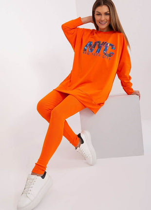 Two-Piece Cotton Set with Printed Sweatshirt & Textured Bottoms - MimiStylez