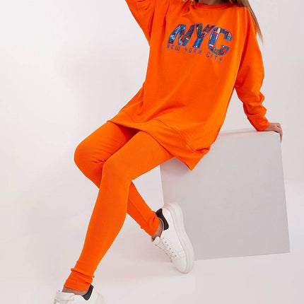 Two-Piece Cotton Set with Printed Sweatshirt & Textured Bottoms - MimiStylez