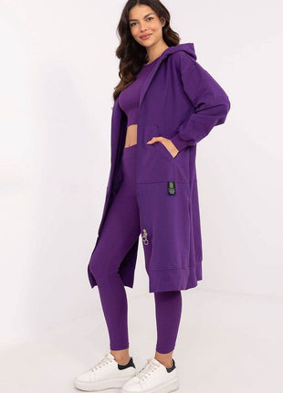 3-Piece Cotton Ribbed Set – Zip Hoodie, Fitted Top & High-Waisted Leggings - MimiStylez