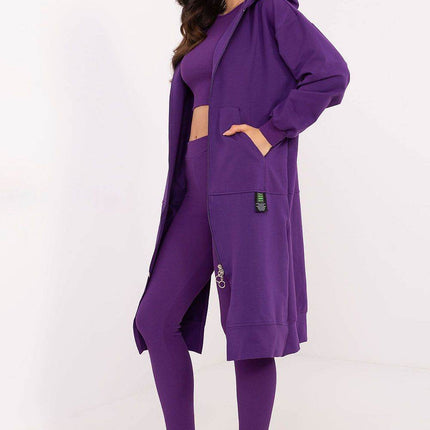3-Piece Cotton Ribbed Set – Zip Hoodie, Fitted Top & High-Waisted Leggings - MimiStylez