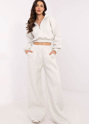 Cotton Tracksuit Set with Hoodie & Wide-Leg Pants - MimiStylez