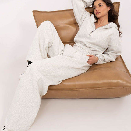 Cotton Tracksuit Set with Hoodie & Wide-Leg Pants - MimiStylez