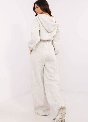 Cotton Tracksuit Set with Hoodie & Wide-Leg Pants - MimiStylez