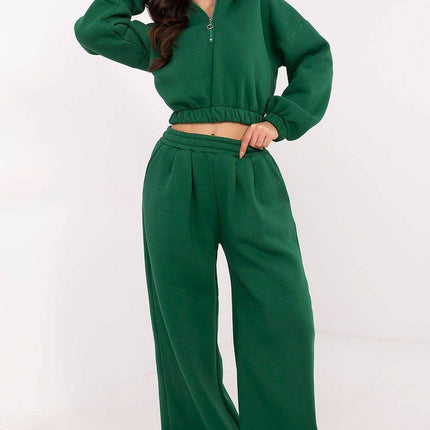 Cotton Tracksuit Set with Hoodie & Wide-Leg Pants - MimiStylez