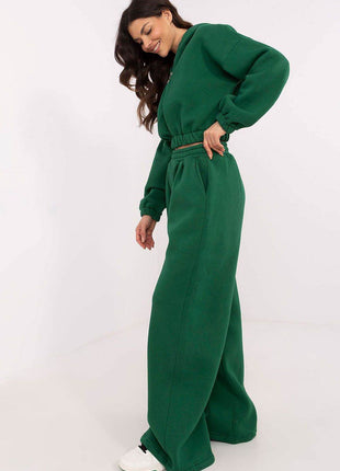 Cotton Tracksuit Set with Hoodie & Wide-Leg Pants - MimiStylez
