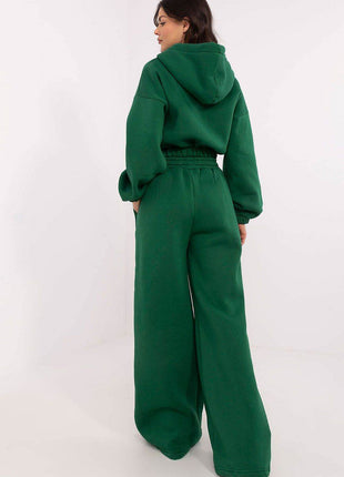 Cotton Tracksuit Set with Hoodie & Wide-Leg Pants - MimiStylez