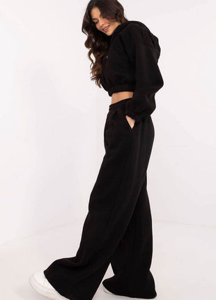 Cotton Tracksuit Set with Hoodie & Wide-Leg Pants - MimiStylez