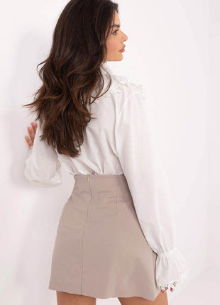 Elegant Short Pleated Skirt with Hidden Zipper - MimiStylez