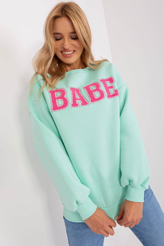 Women's Pullover Cotton Sweatshirt with Bold Front Print & Textured Fabric - MimiStylez