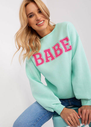 Women's Pullover Cotton Sweatshirt with Bold Front Print & Textured Fabric - MimiStylez