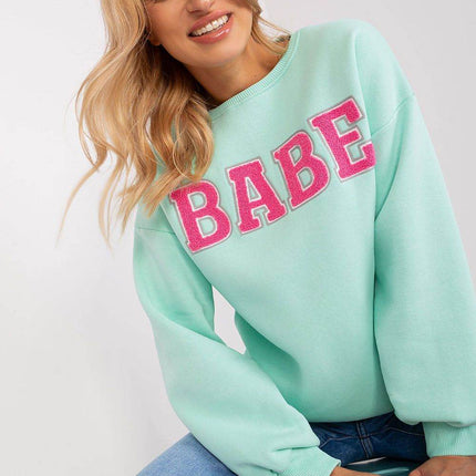 Women's Pullover Cotton Sweatshirt with Bold Front Print & Textured Fabric - MimiStylez