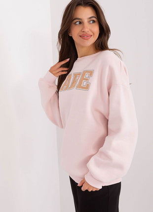 Women's Pullover Cotton Sweatshirt with Bold Front Print & Textured Fabric - MimiStylez