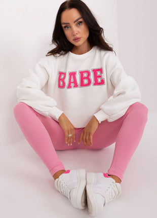 Women's Pullover Cotton Sweatshirt with Bold Front Print & Textured Fabric - MimiStylez