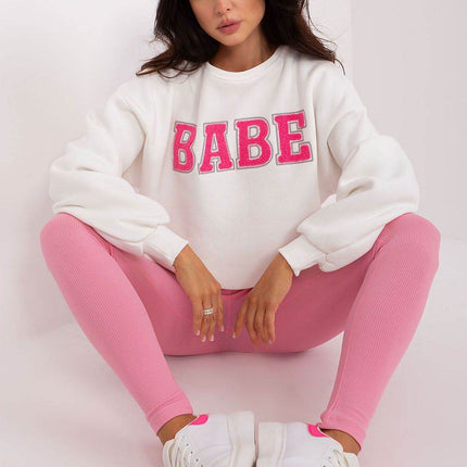Women's Pullover Cotton Sweatshirt with Bold Front Print & Textured Fabric - MimiStylez