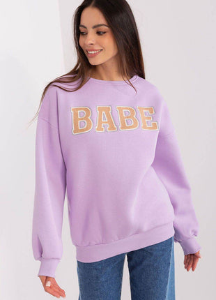 Women's Pullover Cotton Sweatshirt with Bold Front Print & Textured Fabric - MimiStylez