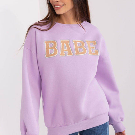 Women's Pullover Cotton Sweatshirt with Bold Front Print & Textured Fabric - MimiStylez