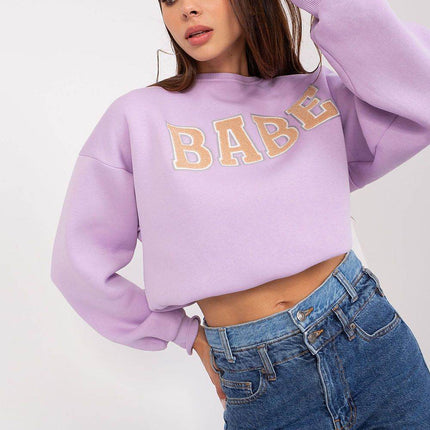 Women's Pullover Cotton Sweatshirt with Bold Front Print & Textured Fabric - MimiStylez