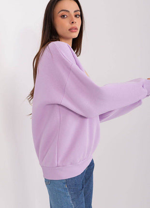 Women's Pullover Cotton Sweatshirt with Bold Front Print & Textured Fabric - MimiStylez