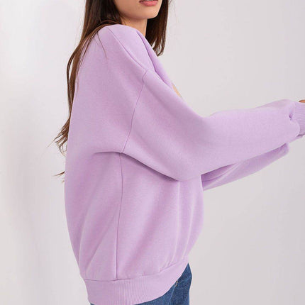 Women's Pullover Cotton Sweatshirt with Bold Front Print & Textured Fabric - MimiStylez