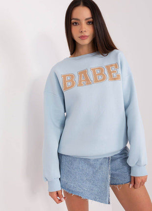 Women's Pullover Cotton Sweatshirt with Bold Front Print & Textured Fabric - MimiStylez