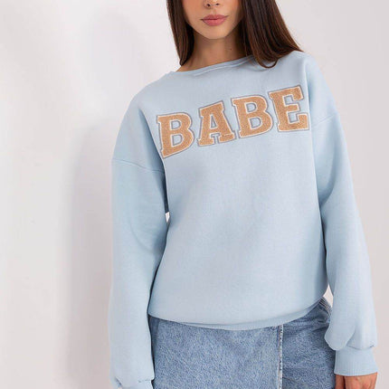 Women's Pullover Cotton Sweatshirt with Bold Front Print & Textured Fabric - MimiStylez