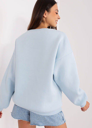 Women's Pullover Cotton Sweatshirt with Bold Front Print & Textured Fabric - MimiStylez